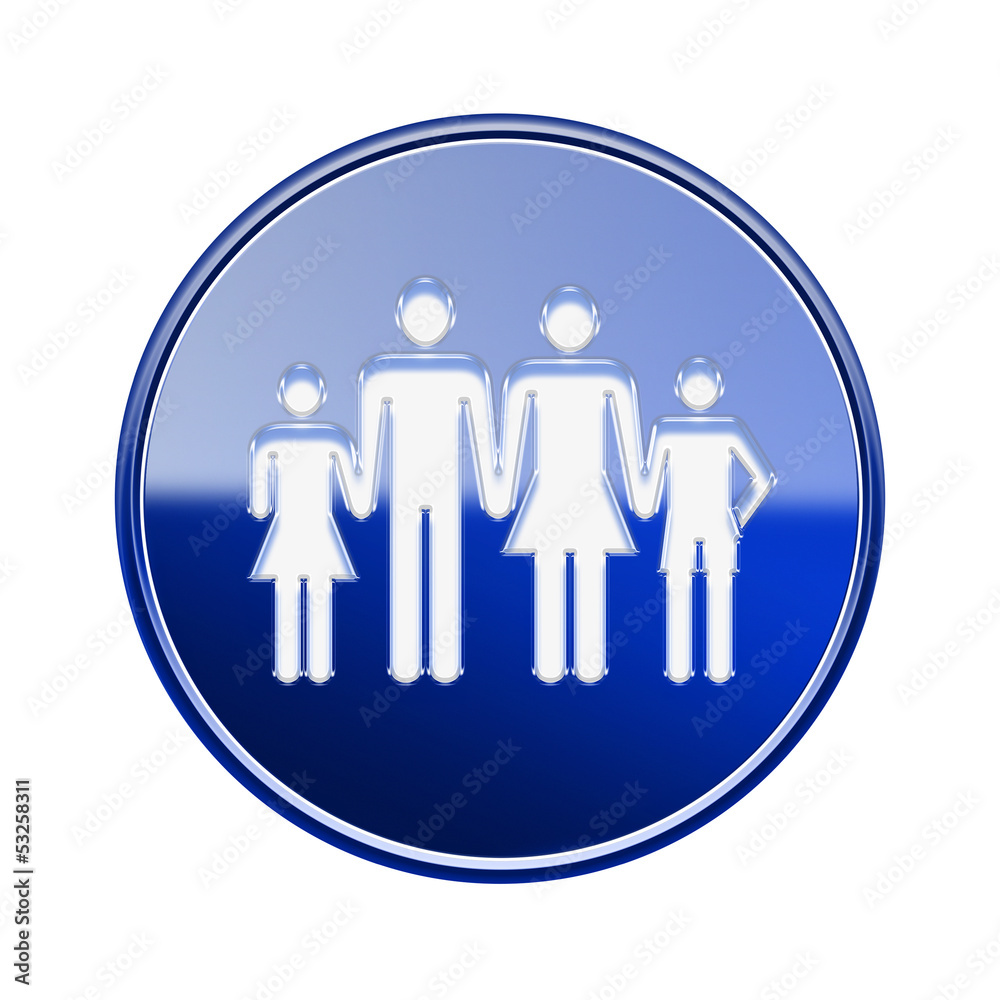 family icon glossy blue, isolated on white background. family icon glossy blue, isolated on white background.