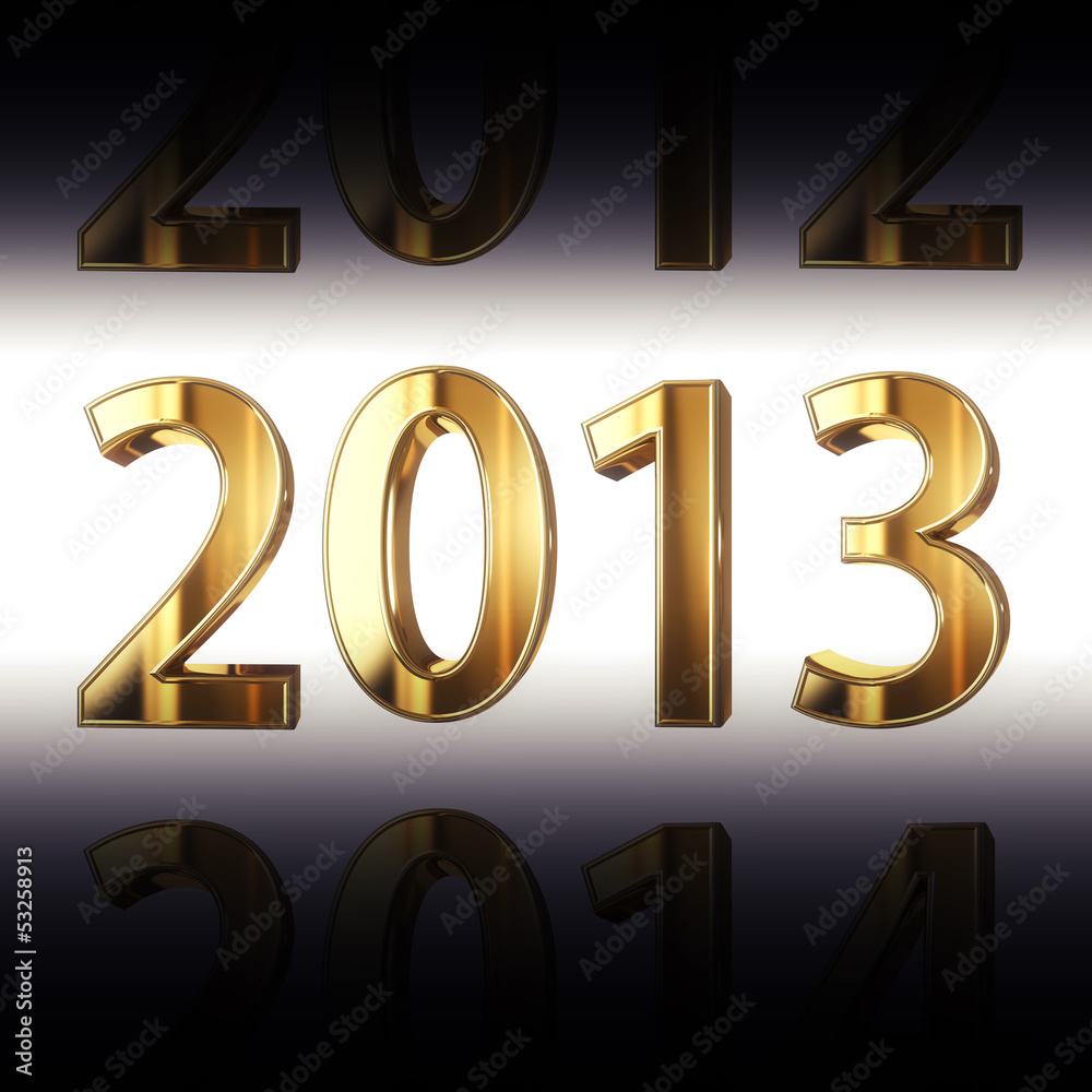 Golden 2013 year - computer generated 3d illustration Golden 2013 year - computer generated 3d illustration