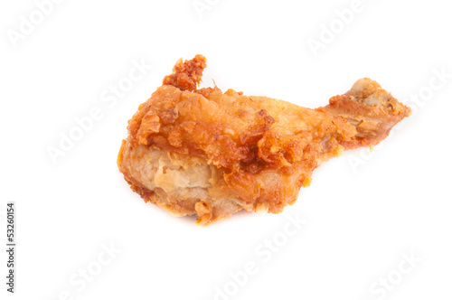 Chicken fried on whitebackground