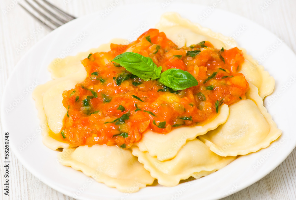 ravioli with tomato sauce and basil ravioli with tomato sauce and basil