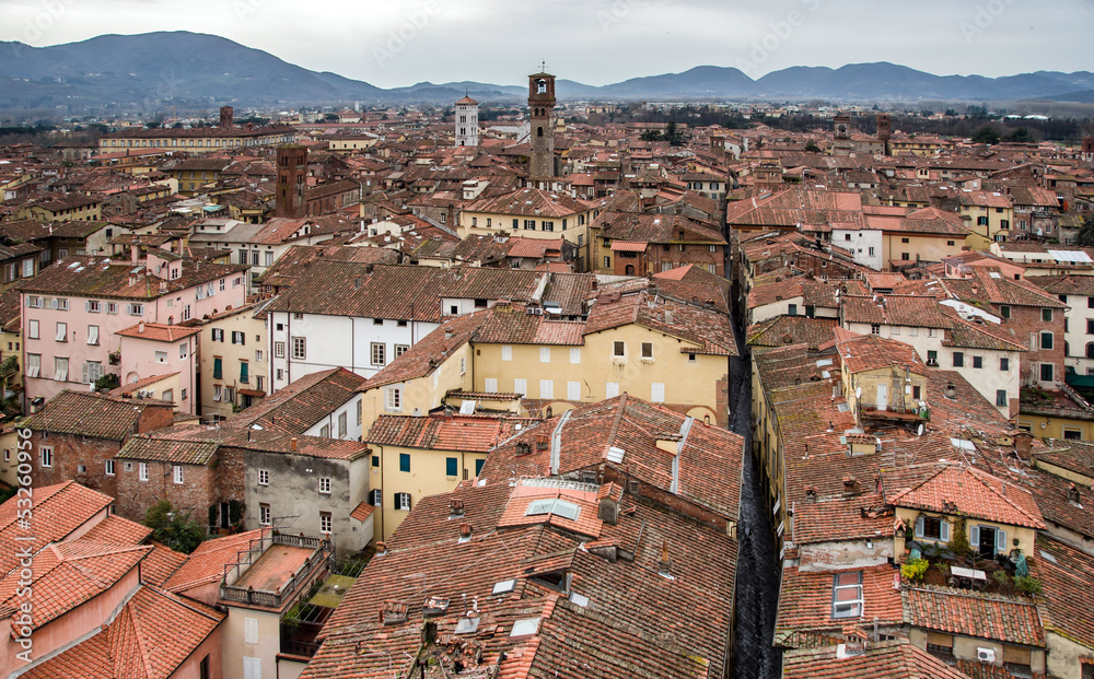 Panoramic view of Lucca, Italy