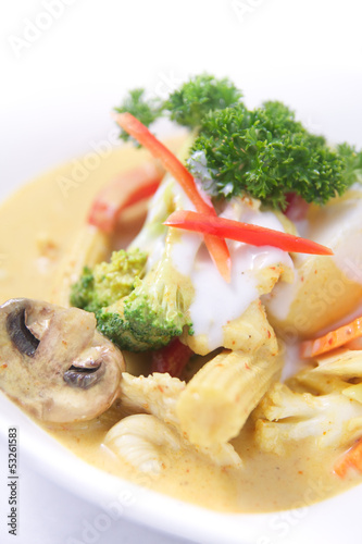 Thai yellow curry with mix vegetables.