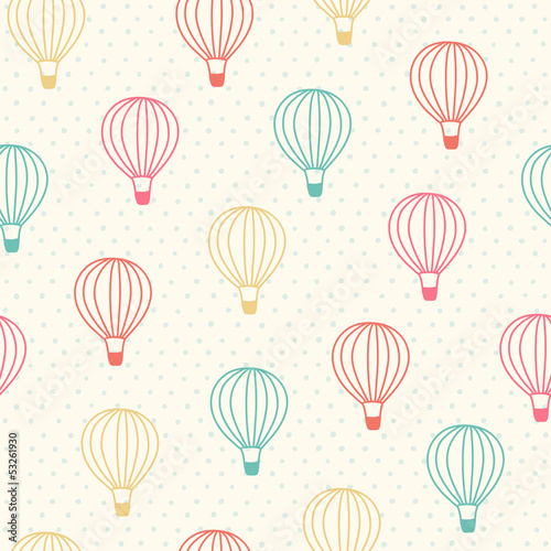Seamless color hot air balloon pattern