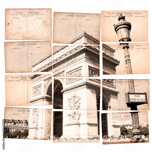 Arc de Triomphe, mosaïque de cartes postales