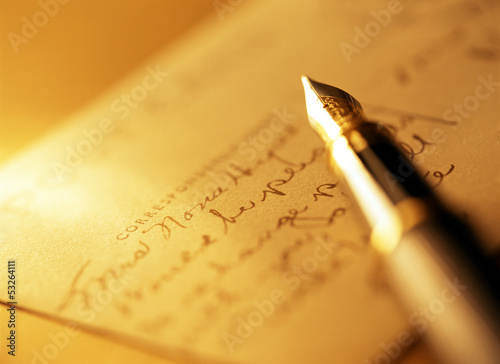 fountain pen and postcard