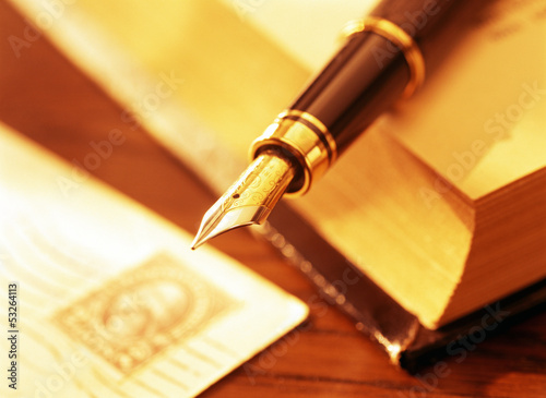 fountain pen and postcard