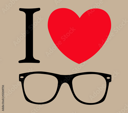 print I love sunglasses vector illustration background