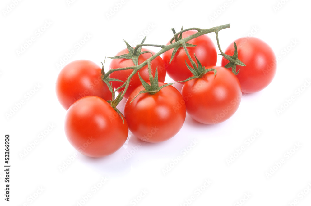 Bunch of cherry tomatoes on white background Bunch of cherry tomatoes on white background