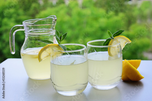 Cold summer refreshment with lemon