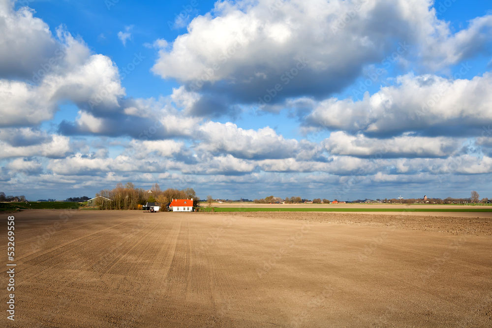 beautiful sky over dutch farmland