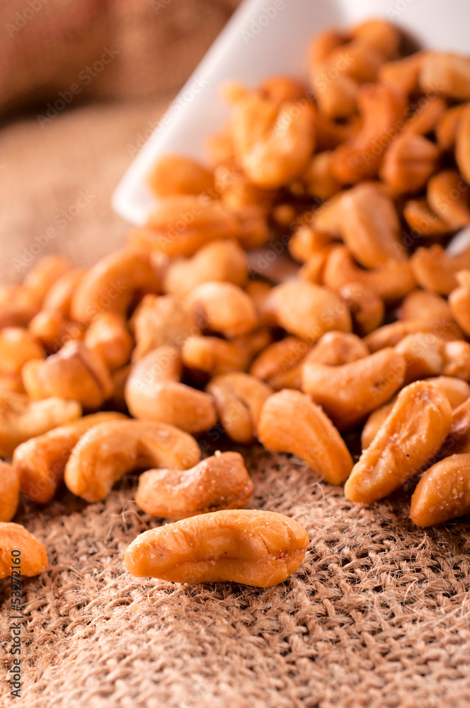 Fototapeta premium Pile of roasted cashew nuts