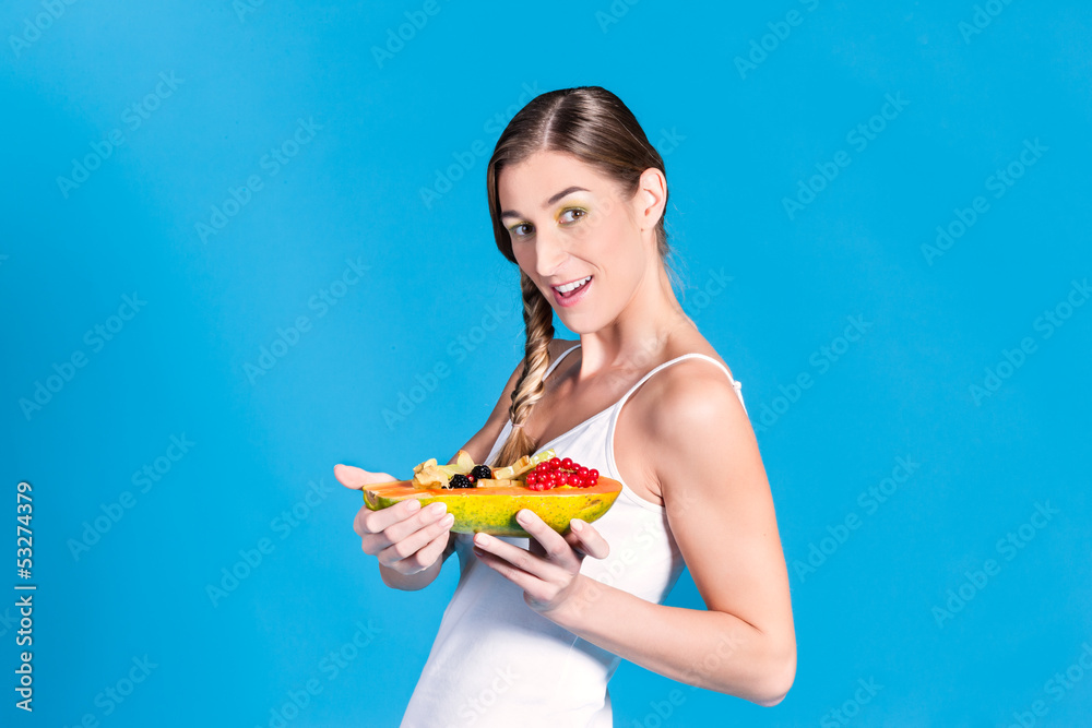 Healthy nutrition - young woman with fruits Healthy nutrition - young woman with fruits