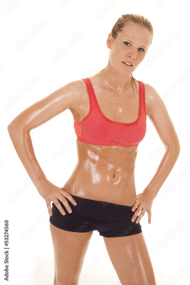 woman fitness red sports bra sweat stand woman fitness red sports bra sweat stand