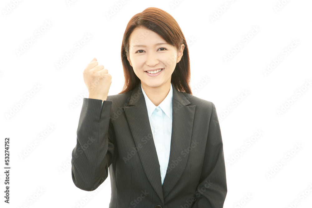 ガッツポーズのOL ガッツポーズのOL