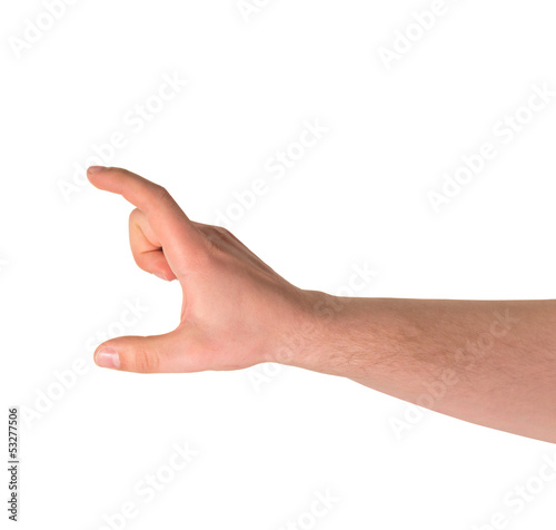 Showing a small size, hand gesture isolated