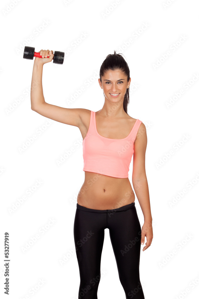 Attractive brunette girl tightening their muscles Attractive brunette girl tightening their muscles
