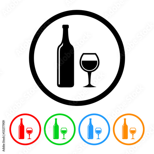 Wine Icon with Four Color Variations