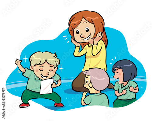 Reading A Poem. studying literature with teacher.