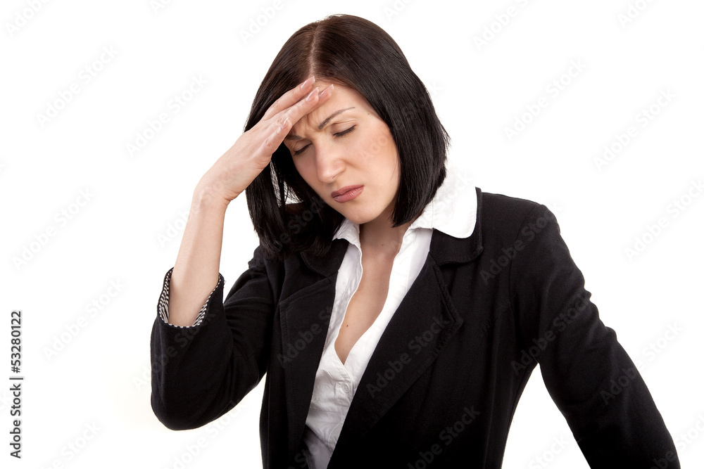 Businesswoman has problem and headache Businesswoman has problem and headache