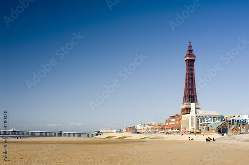 View of the beachfront at Blackpool photo