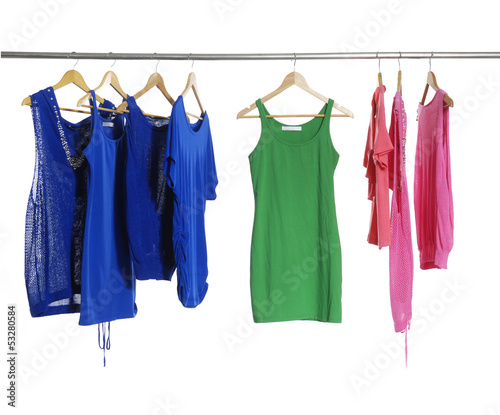 fashion colorful shirt clothing on hangers