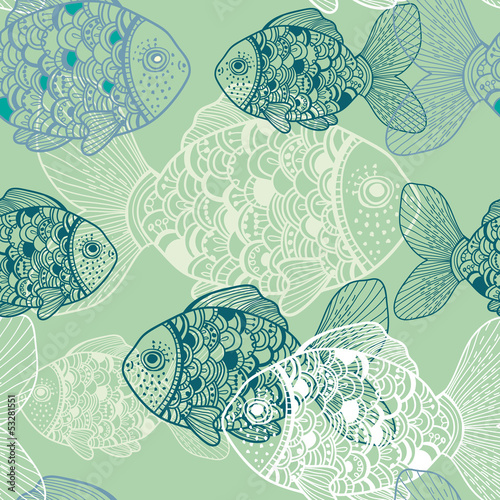 Seamless background with fish