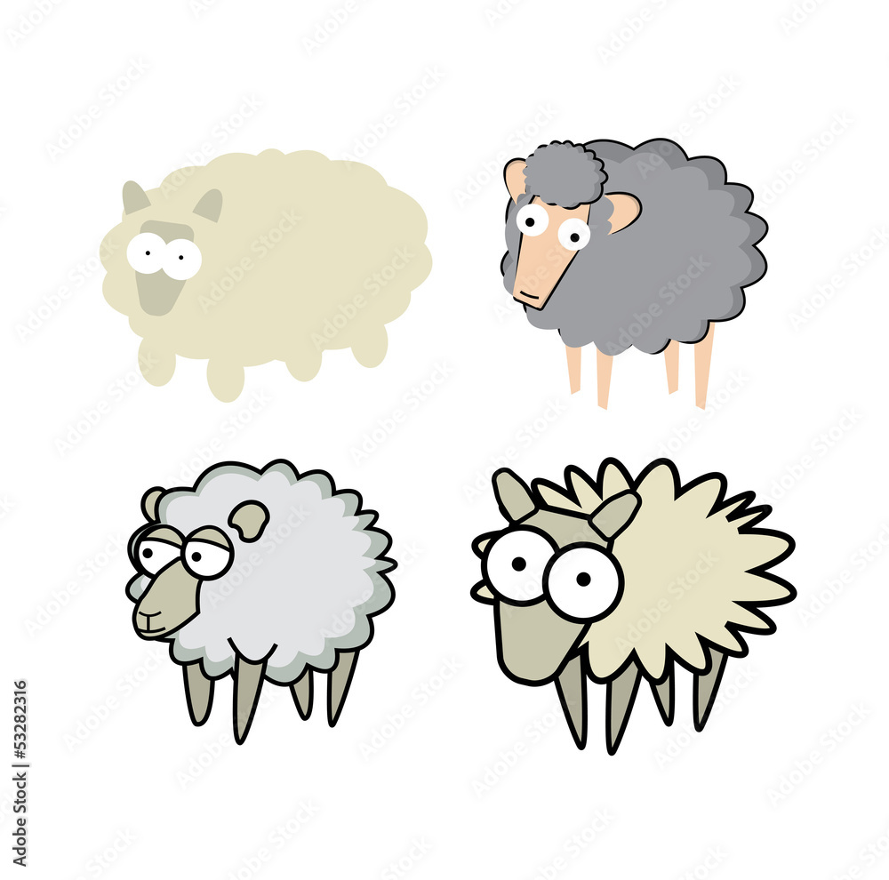 Fototapeta premium Different cartoon style sheeps