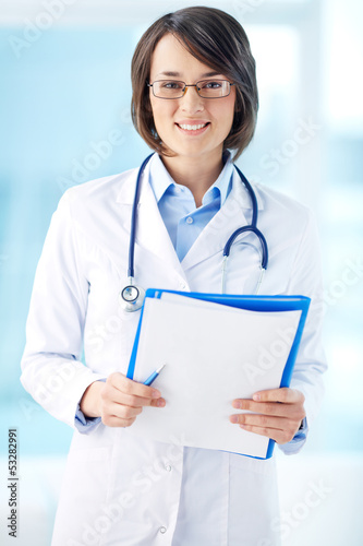 Clinician with documents
