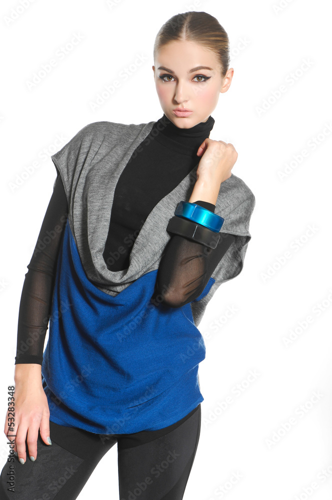 portrait of fashion woman posing on white background portrait of fashion woman posing on white background