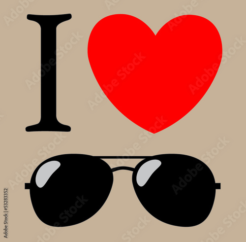 T-shirt design - print I love sunglasses. vector background