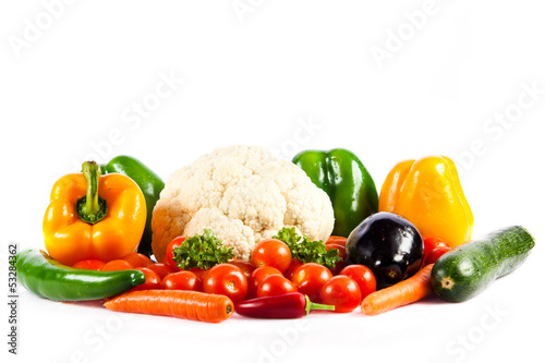 different vegetables isolated on white background