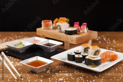 Sushi rolls closeup