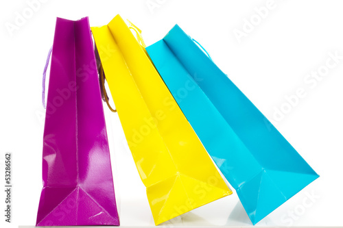 Some colorful shopping bags on white background