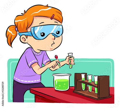 A girl doing some science experiments. Vector EPS8 file