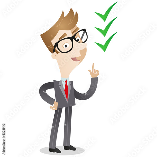 Businessman, check mark, checklist, strategy