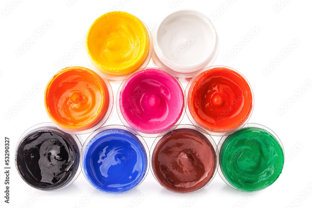 Multicolored Paint Cans isolated on white background Multicolored Paint Cans isolated on white background