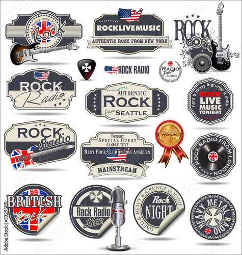 Rock music stamps and labels
