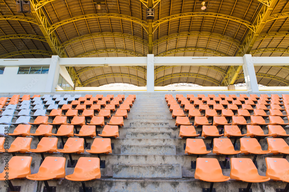 Fototapeta premium Empty seats with walk way on stadium