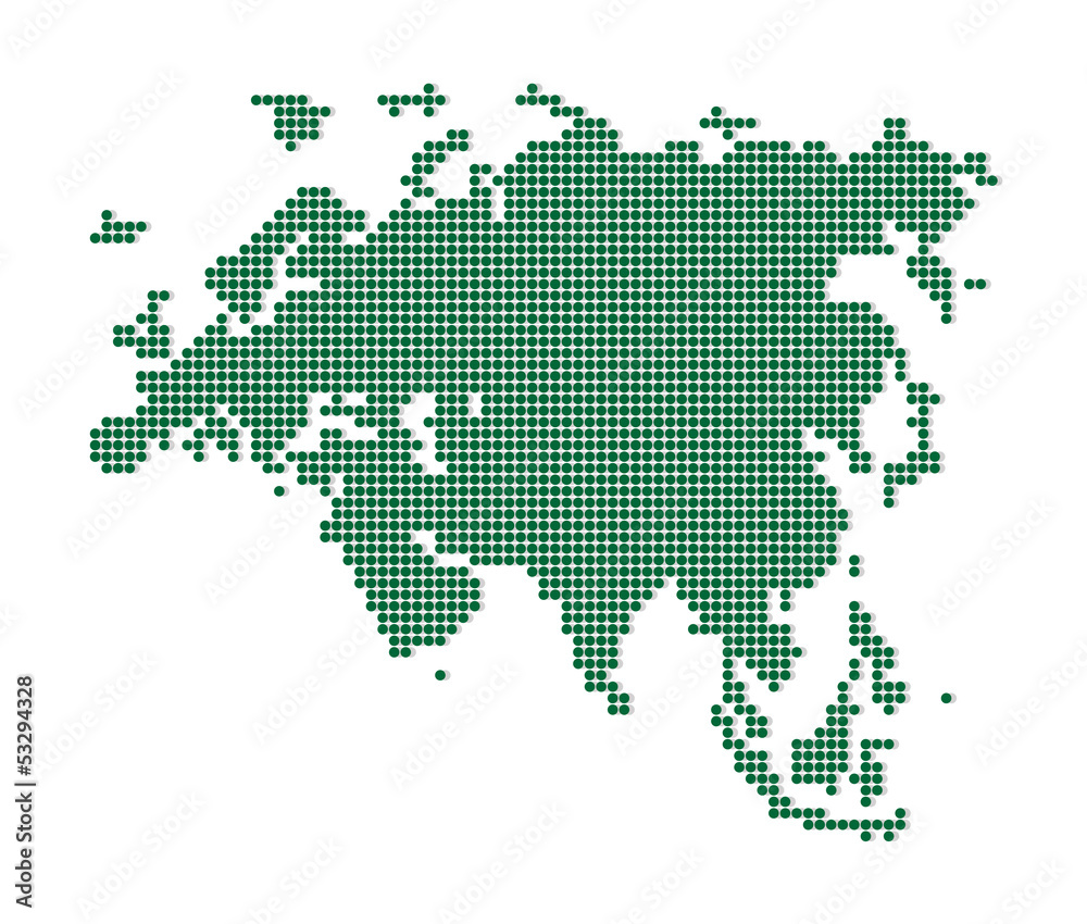 Green map of Eurasia.