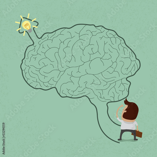 Business man go to brain maze , eps10 vector format