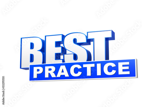 best practice blue white banner - letters and block