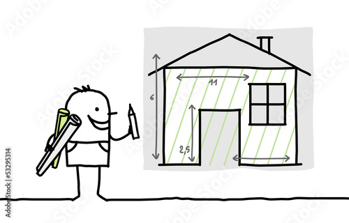 man & house plan