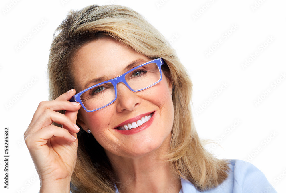 Beautiful senior woman wearing eyeglasses. Beautiful senior woman wearing eyeglasses.