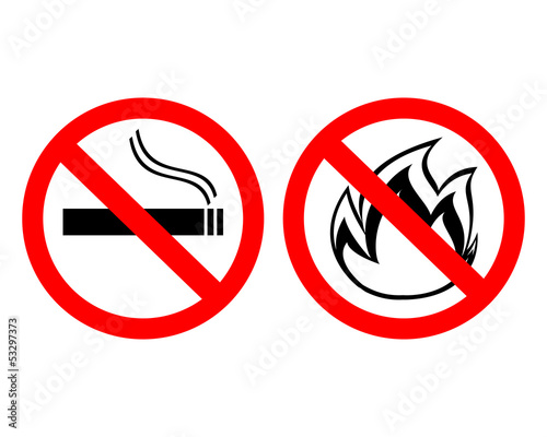prohibiting signs "no smoking" and "fire does not breed"