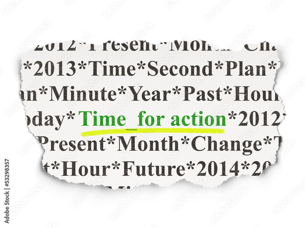 Timeline concept: Time for Action on Paper background