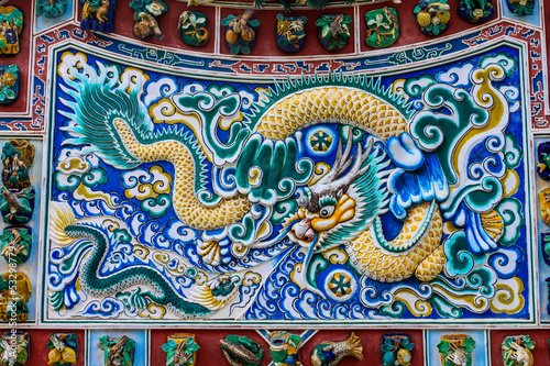 Wall of dragon the Chinese palace at Bang-pa Palace in Ayutthaya