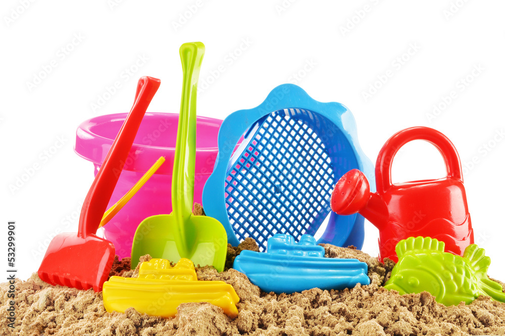 Plastic children toys for playing in sandpit or on a beach Plastic children toys for playing in sandpit or on a beach