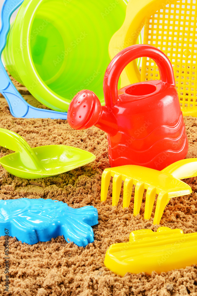Plastic children toys for playing in sandpit or on a beach Plastic children toys for playing in sandpit or on a beach
