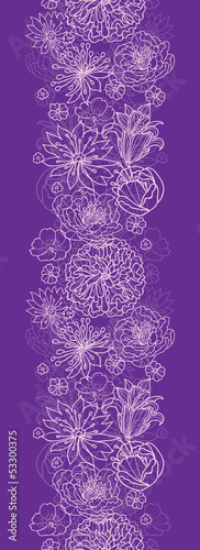 Fototapeta Naklejka Na Ścianę i Meble -  Vector purple lace flowers elegant vertical seamless pattern