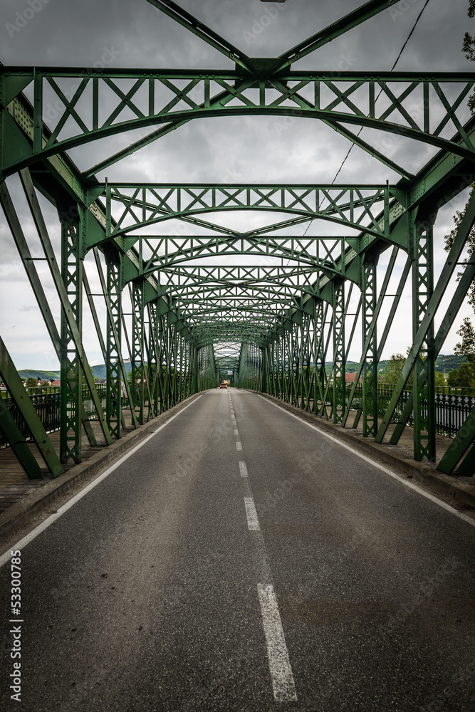 Old bridge above river Danube in Stein,Austria